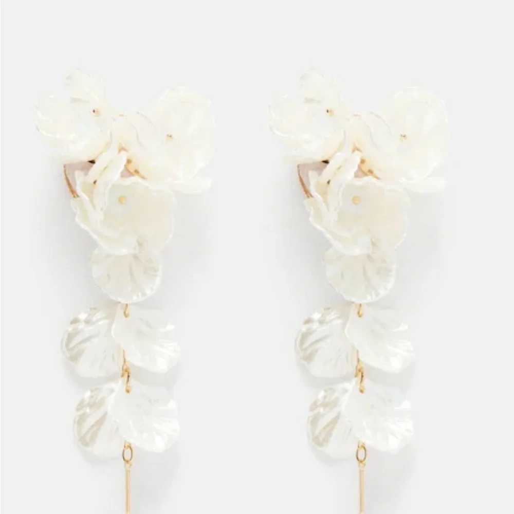 Bridal Accessory Bundle - earrings, peal shawl, flower hair piece - NEW